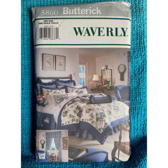 Butterick 5860 Waverly bedroom bedcovers pattern - Picture 1 of 6